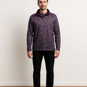 $205 Robert Graham WATERFORD Quarter Zip Pullover Men 2XL Berry Purple Sweater